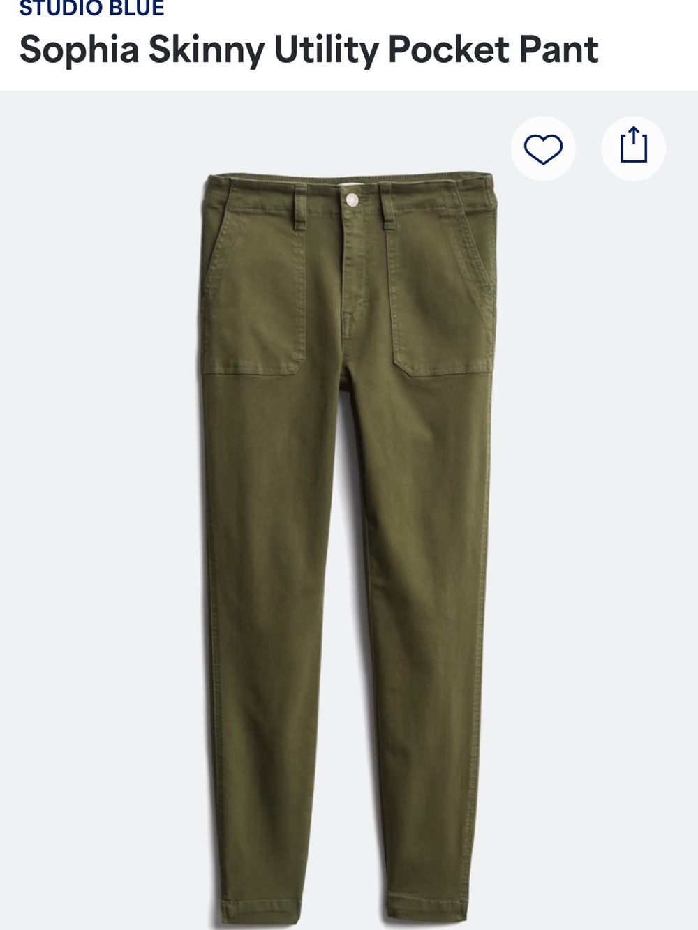 Studio Olive Utility Skinny Pocket Pant